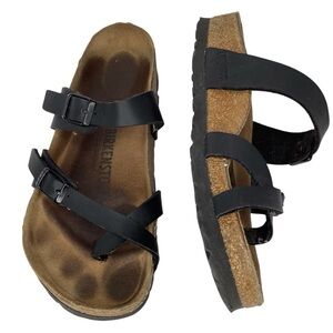 Birkenstock Mayari Black Birko-Floor Sandals Brown Nubuck/Cork Women's Sz 6